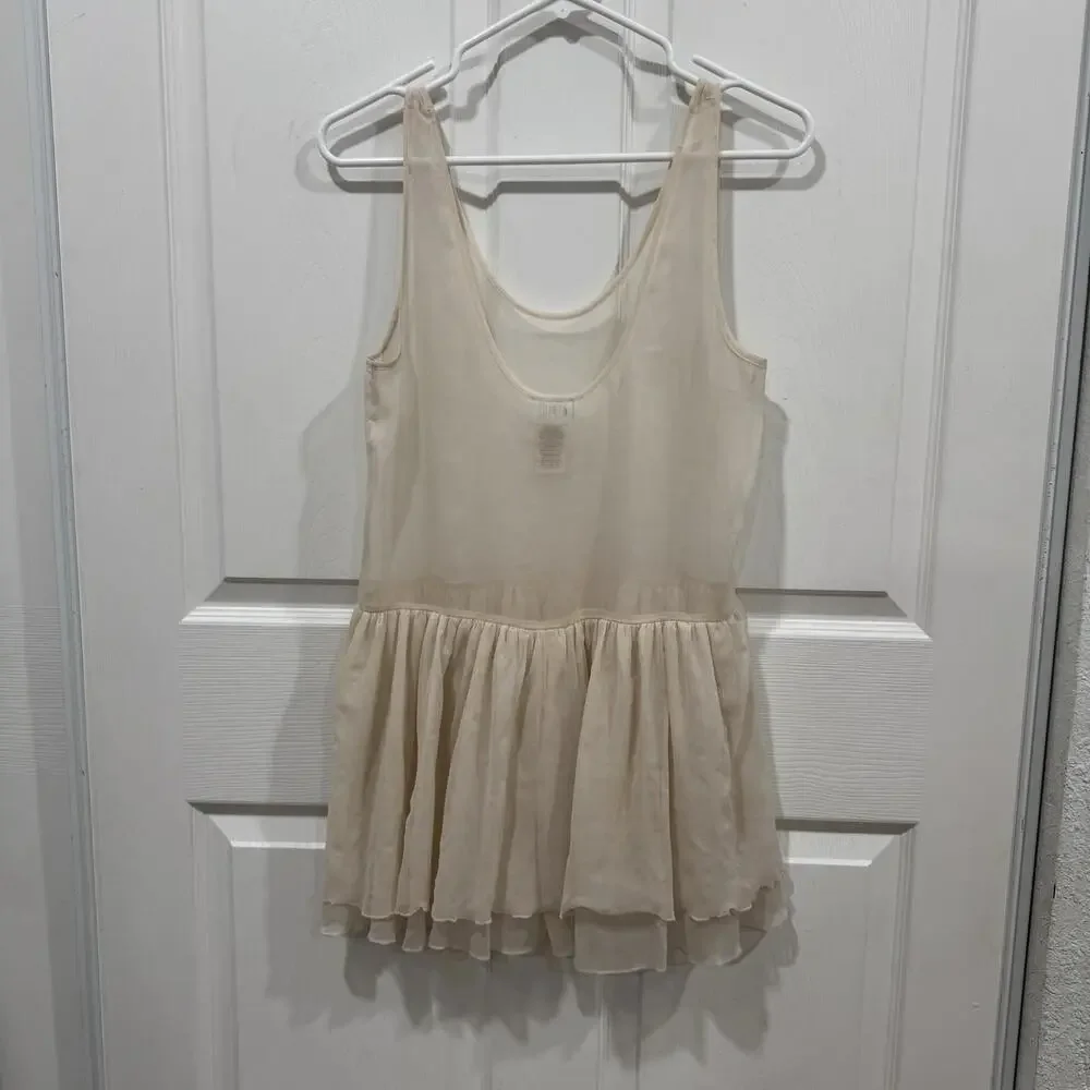Women’s Free People Intimately Beige‎ Tank Blouse Top Sheer Layered Size Xsmall